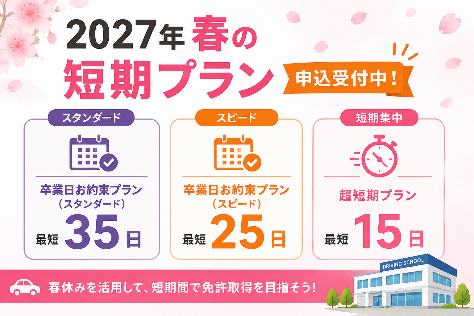 2027年 春の短期プラン