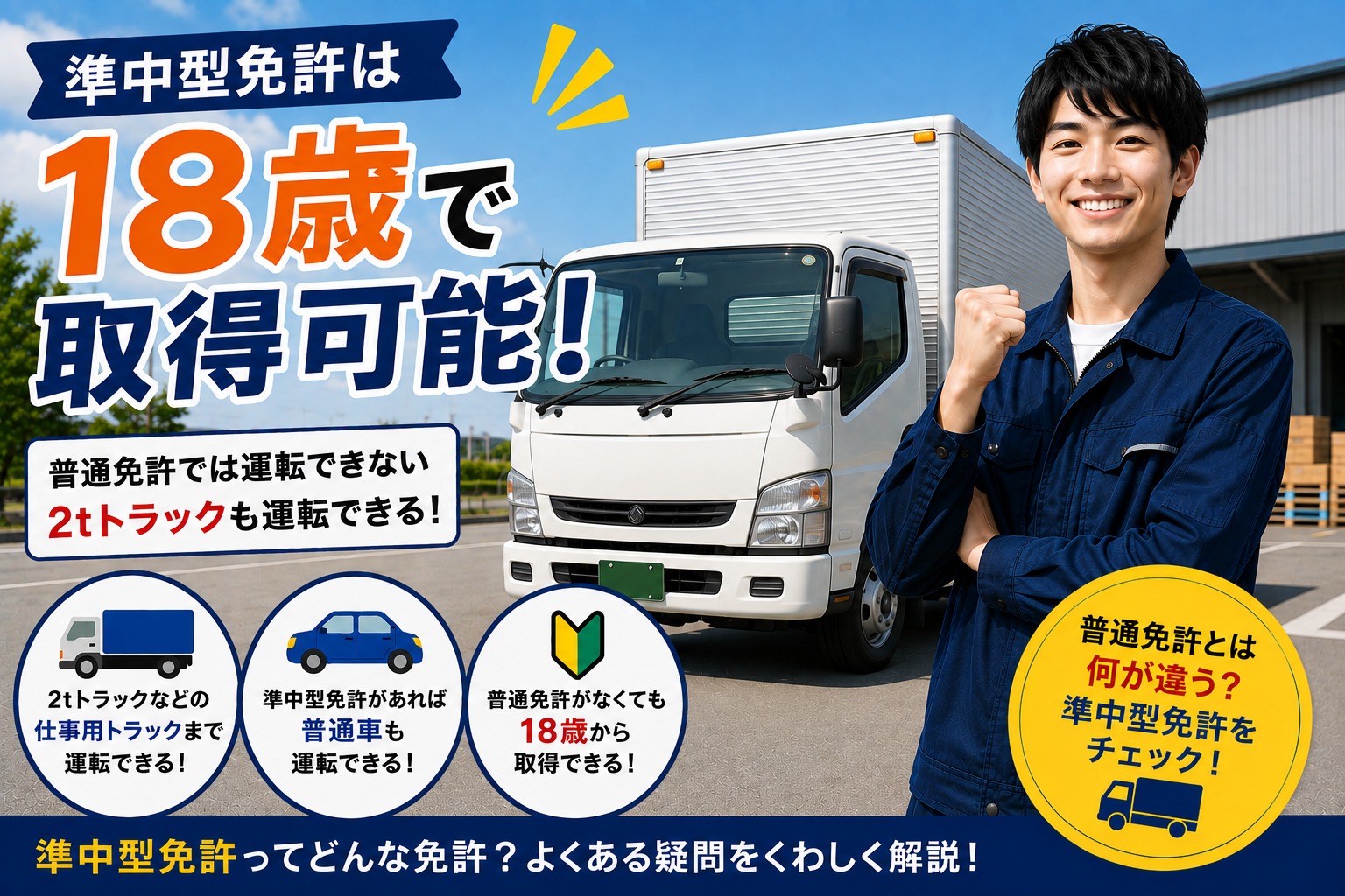 普通免許と準中型免許の違いを解説