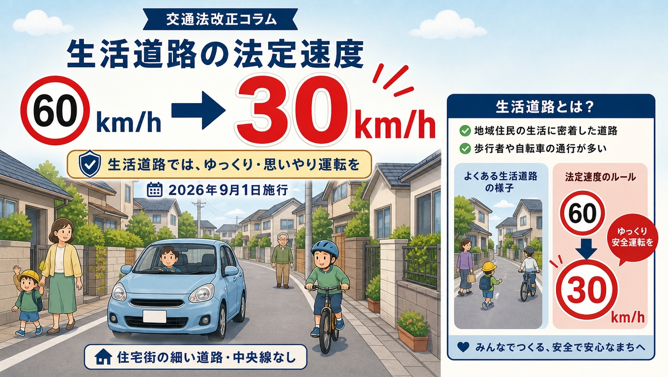 生活道路における自動車の法定速度に関するコラム
